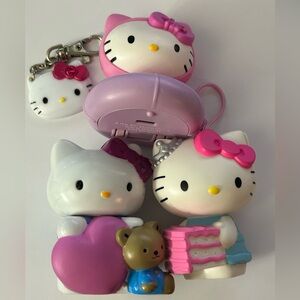 Hello Kitty 4 PC Set Cake Topper Toys Keychain With Mirror